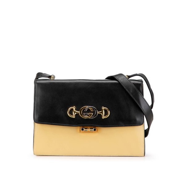 Gucci Handbags - Gucci Zumi Horsebit Shoulder Bag 576388 Beige Yellow Black Leather Women's GUCCI
